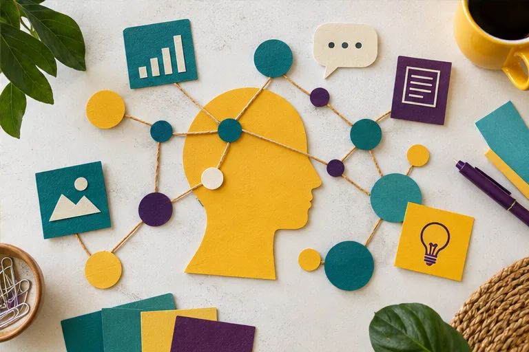 Conexões visuais representando revisão de conteúdo por inteligência artificial