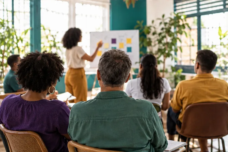 Turma de adultos em formação sobre inteligência artificial no Brasil